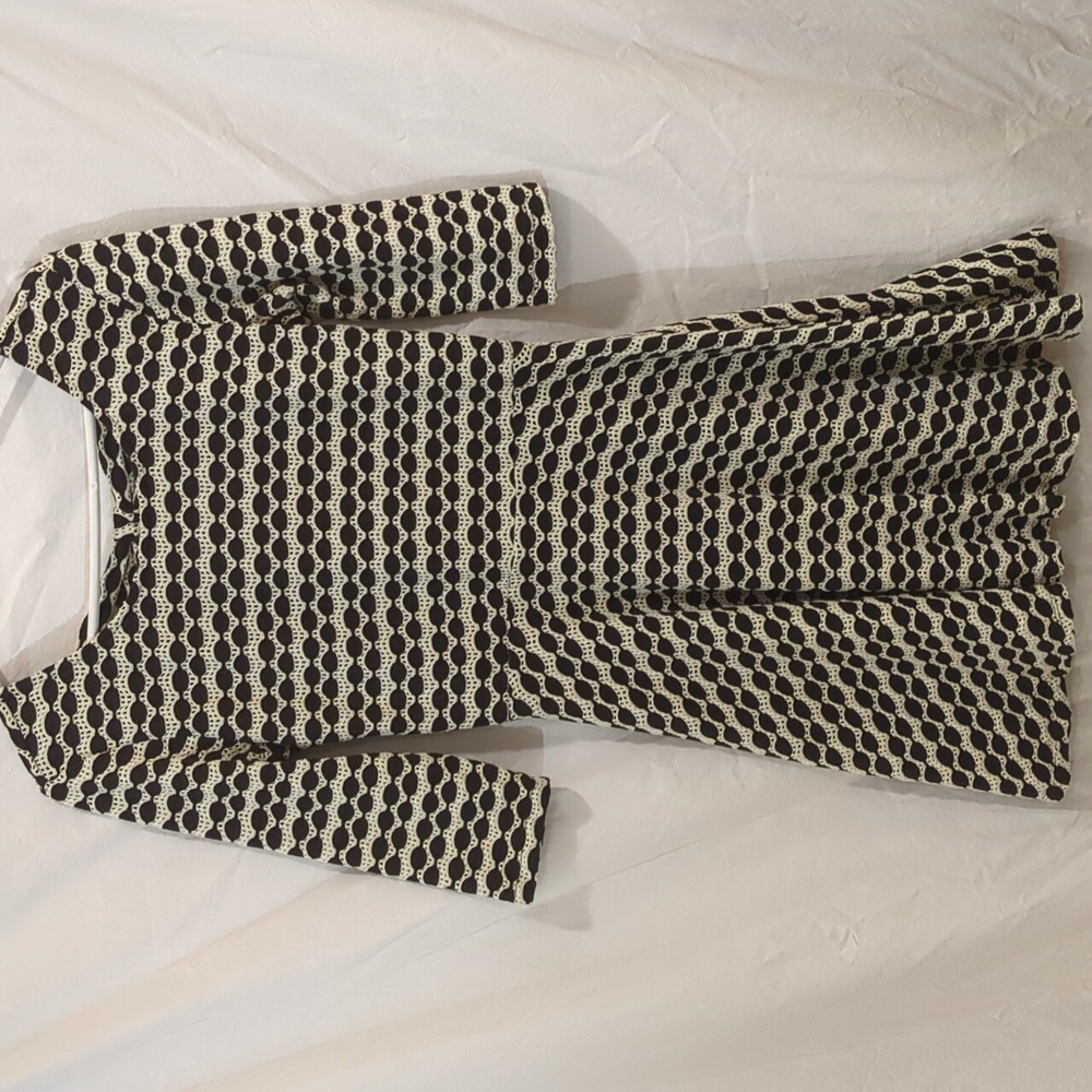 Jodi Kristopher | Textured Knit Fit And Flare Dress Black Ivory Skater Bow | M